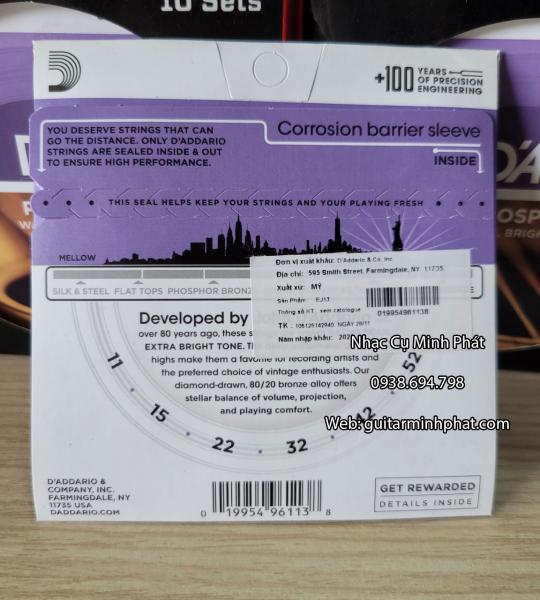 Dây đàn guitar acoustic D’Addario EJ13